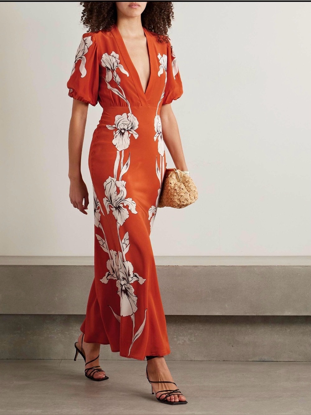 La DoubleJ Marlene Iris Placée Silk Orange Maxi Dress in Medium - Picture 2 of 15